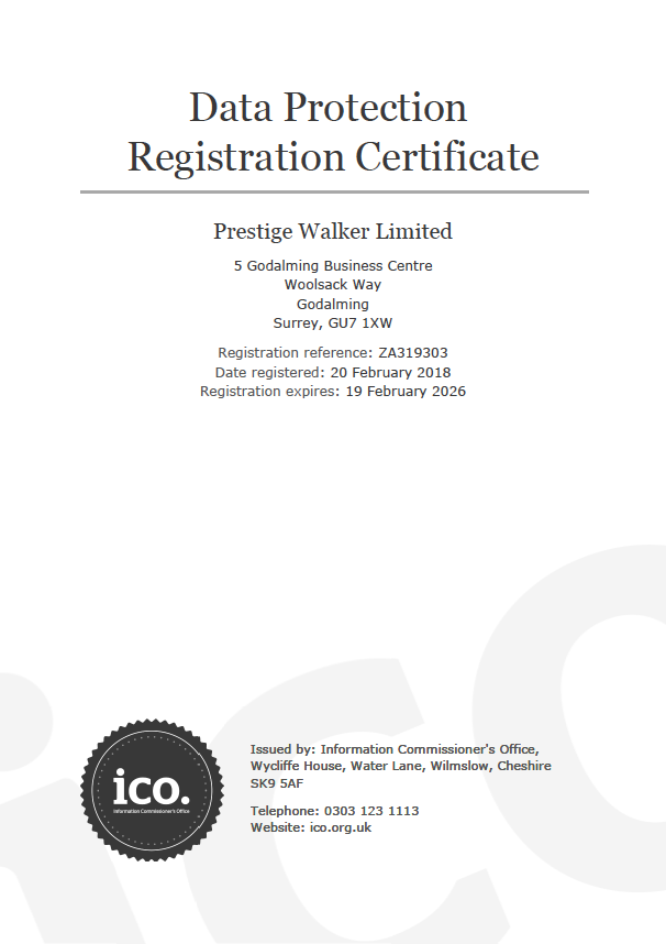 ICO data protection registration certificate
